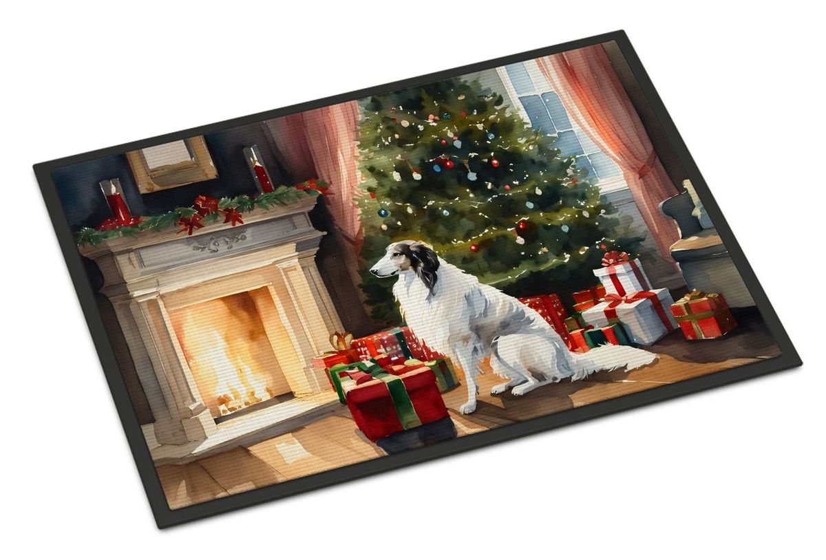 Borzoi Cozy Christmas Doormat Front Door Mat Indoor Outdoor Rugs For Entryway, Non Slip Washable Low Pile, 24H X 36W_maomaolike.com