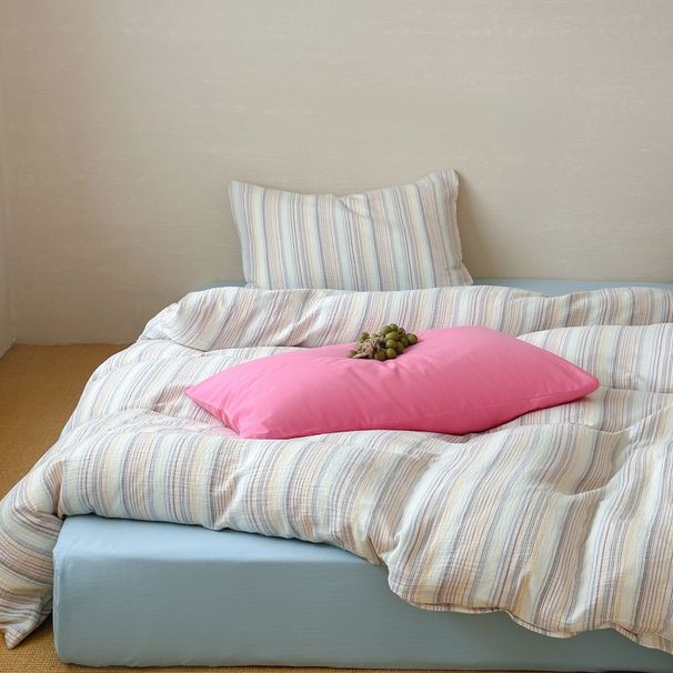 Wholesale INS Japanese Simple Striped Pure Cotton Yarn-Dyed Double-Layer Crepe Four-Piece All-Cotton Nordic Style 4-Piece Set_maomaolike.com