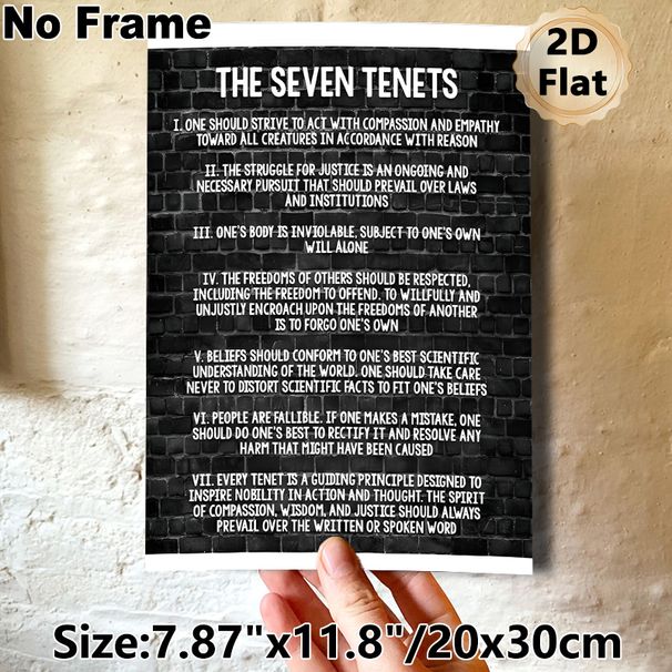 The Seven Tenets Painting Poster, Monochrome Brick Wall Text Poster, Inspirational Guiding Principles Decor Suitable For Home Office, Study Space_maomaolike.com