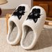Winter Women's Slippers Indoor Cartoon Black Cat Cute Girls Slipper Bedroom Anti-slip Soft Sole Comfortable Cotton_maomaolike.com