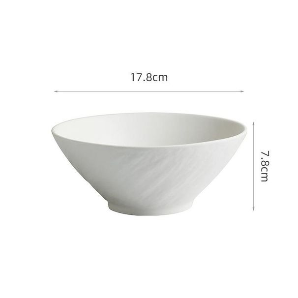 Matte Ceramic Conical Trumpet Large Soup Japanese Rice Salad Snail Instant Noodle Bowl_maomaolike.com
