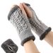 Unisex Thickened wool gloves Short fingertip wrist guard Fluffy short gloves Knitted acrylic sleeves and fleece gloves_maomaolike.com