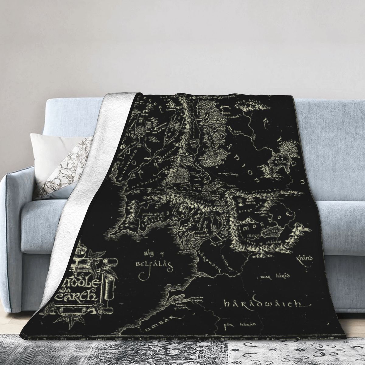 Warm Blanket Decorative Lord-Of-Rings Bedding Throws Map Of Middle Earth Flannel Bedspread For Outdoor Novelty Sofa Bed_maomaolike.com
