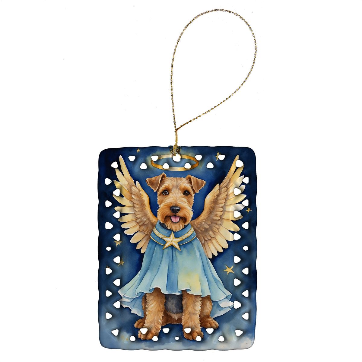 Welsh Terrier My Angel Porcelain Ornament Christmas Tree Hanging Decorations For Home Christmas Holiday, Rectangle, Gift, Multicolor_maomaolike.com