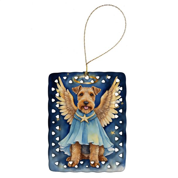 Welsh Terrier My Angel Porcelain Ornament Christmas Tree Hanging Decorations For Home Christmas Holiday, Rectangle, Gift, Multicolor_maomaolike.com