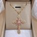 Religious Colorful Zircon Cross Necklace Jesus Prayer Gold Plated Copper Pendant Stainless Steel Chain Necklaces Jewelry_maomaolike.com