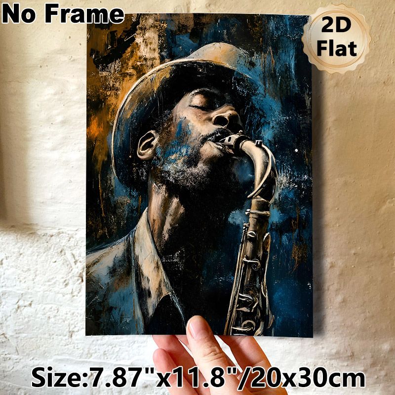 Jazz Saxophonist Painting Poster, Rich Textured Impasto-style Musician Portrait Poster, Artistic Musical-themed Decor Ideal For Music Studio, Living_maomaolike.com