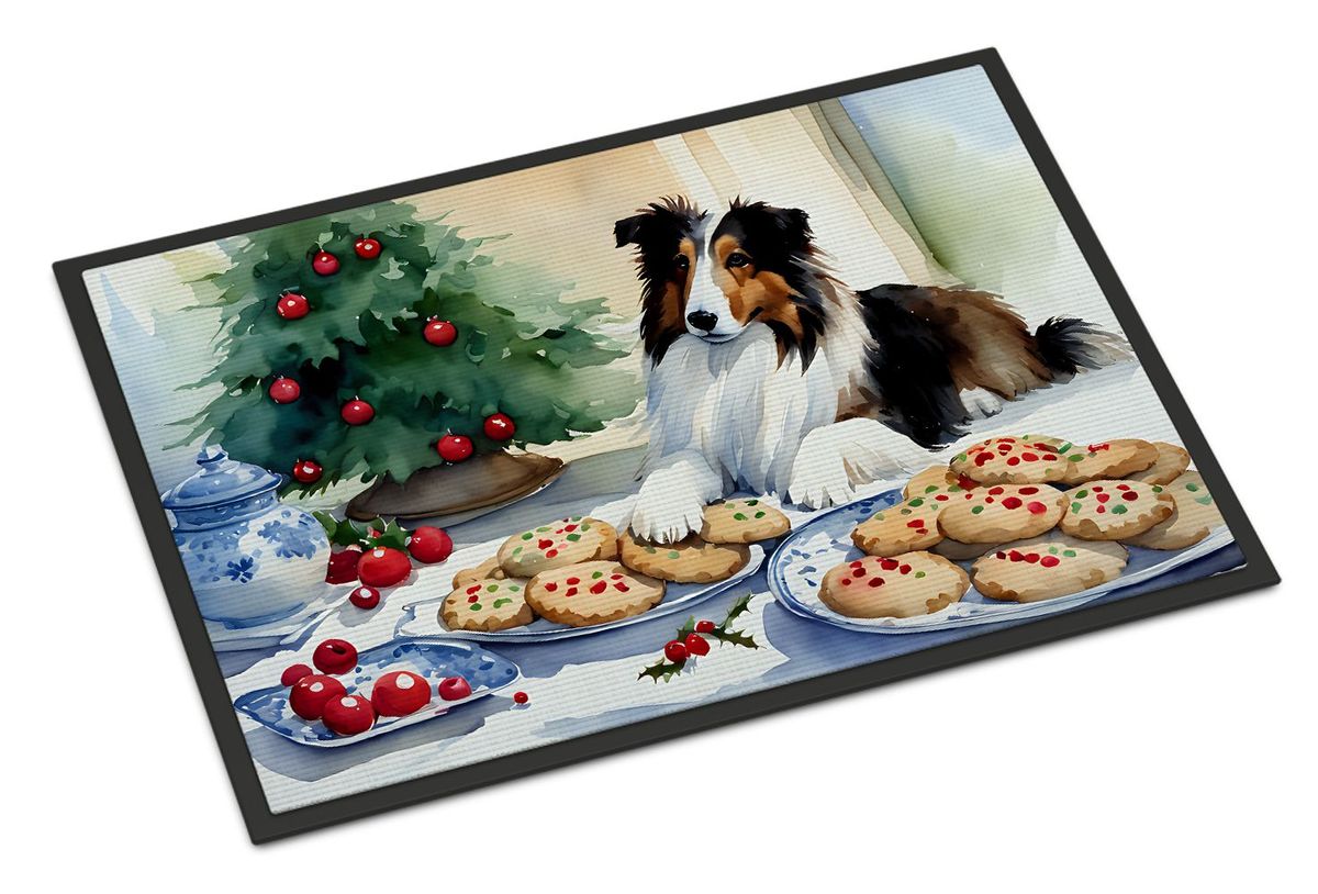 Sheltie Christmas Cookies Doormat Front Door Mat Indoor Outdoor Rugs For Entryway, Non Slip Washable Low Pile, 24H X 36W_maomaolike.com