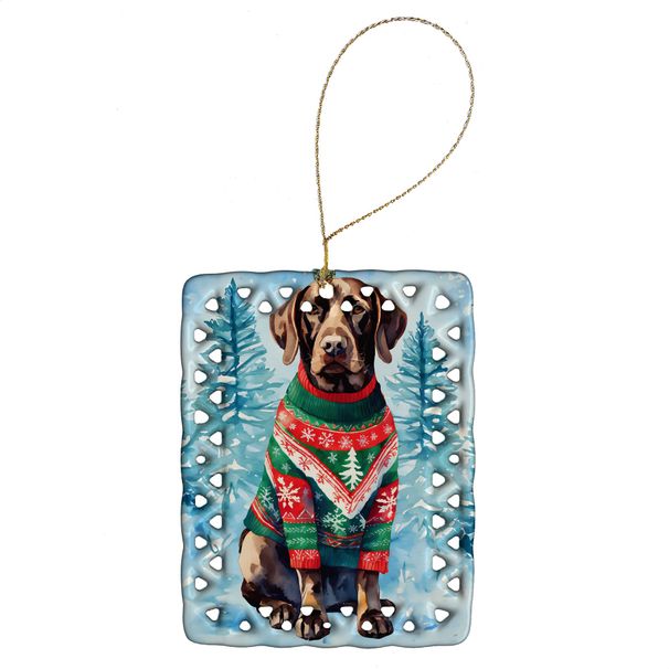 German Shorthaired Pointer Christmas Porcelain Ornament Christmas Tree Hanging Decorations For Home Christmas Holiday, Rectangle, Gift, Multicolor_maomaolike.com