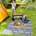 Reversible Outdoor Rug, Waterproof Plastic Straw With Carry Bag, 6' X 9', Blue & White Geometric_maomaolike.com