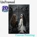 Gothic Dark Fantasy Painting Poster, Mysterious Moody Gothic-style Poster, Featuring Two Women With Crows By Ornate Iron Gate, Atmospheric Dark Decor_maomaolike.com