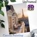 Paris Balcony & Eiffel Tower Painting Poster, Warm-toned Elegant Sunset Cityscape Poster, Adds Romantic Cozy Ambiance, Ideal For Living Room, Bedroom_maomaolike.com