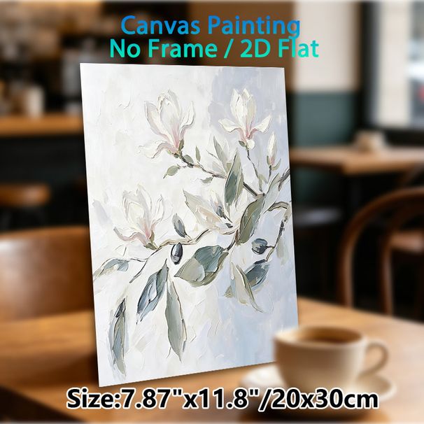Magnolia Themed Painting Poster, Soft-toned Impasto Floral Poster, Elegant Blooming Magnolia Artwork Ideal For Living Room, Bedroom And Dining Area_maomaolike.com
