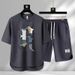 Men's Clothing Summer fashion brand new casual short sleeved sports five point pants two piece suit men's large size loose T shirt top_maomaolike.com