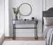 39" Mirrored Makeup Vanity Table With Stainless Steel Base, Mirrored Console Dressing Table With 2 Drawers,Versatile Desk For Bedroom And Office, Gray_maomaolike.com