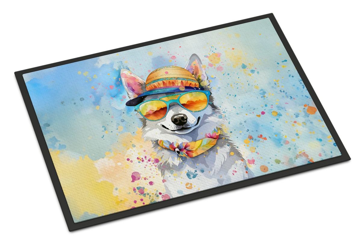 Alaskan Klee Kai Hippie Dawg Doormat Front Door Mat Indoor Outdoor Rugs For Entryway, Non Slip Washable Low Pile, 24H X 36W_maomaolike.com