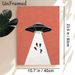 UFO Abduction Painting Poster, Retro Minimalist UFO & Human Silhouettes Poster, Unique Sci-fi Inspired Wall Art Ideal For Living Room, Bedroom, Game_maomaolike.com