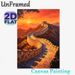 Great Wall Themed Painting Poster, Vibrant Sunset Oil-style Poster, Captivating Historic Mountain Scenery Ideal For Living Room, Office Wall Decor_maomaolike.com