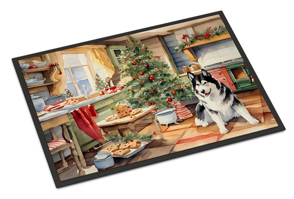 Alaskan Malamute Christmas Cookies Doormat Front Door Mat Indoor Outdoor Rugs For Entryway, Non Slip Washable Low Pile, 24H X 36W_maomaolike.com