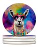 Hippie Animal Llama Large Sandstone Coasters Pack Of 4 Absorbent Round Coasters Decor Gifts For Men Or Women, 4 In, Multicolor_maomaolike.com