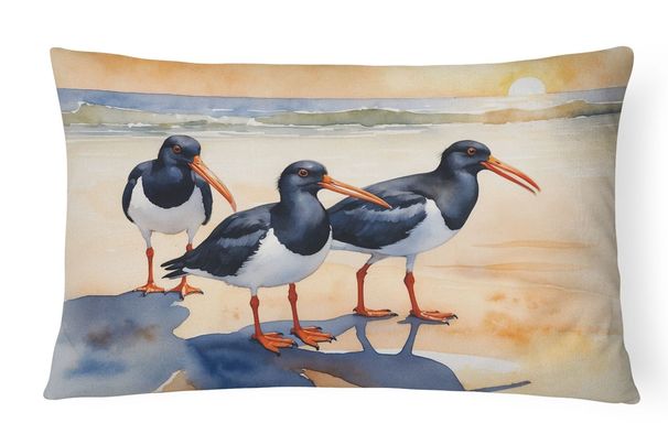 Birds, Birds, Birds Throw Pillow Throw Pillow For Indoor Couch Bed Outdoor Patio Washable, Oystercatchers Foraging 7523,12Hx16W_maomaolike.com