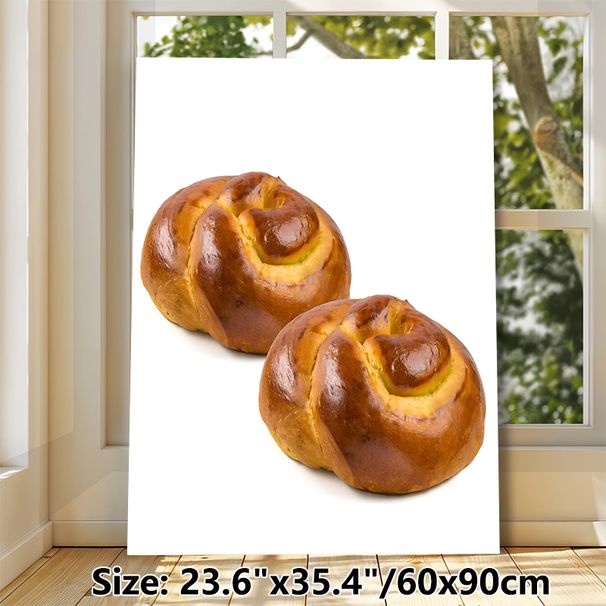 Braided Bread Painting Poster, Glossy Warm-toned Realistic Food Poster, Appetizing Culinary Decor Ideal For Kitchen And Dining Room_maomaolike.com
