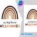 Bohemian Rainbow Welcome Painting Poster, Earthy-toned Minimalist Poster, Warm-hued Rainbow With Welcoming German Text, Inviting Decor Ideal For_maomaolike.com