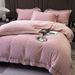 Winter New Solid Color Thickened Milk Velvet Duvet Cover Warm Sheet Bed Skirt Four-Piece Set Coral Fleece Bedding_maomaolike.com