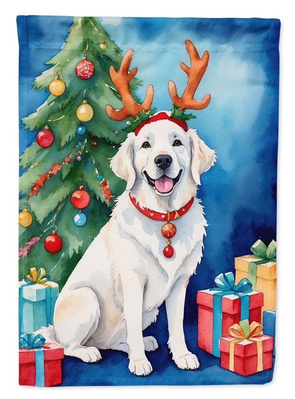 Kuvasz Christmas Reindeer House Flag Large Porch Sleeve Pole Decorative Outside Yard Banner Artwork Wall Hanging, Polyester, House Size, Multicolor_maomaolike.com
