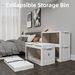 573QT 4-Pack 35.4'' Wide Transparent Plastic Storage Cabinets For Closet Organizers And Storage, Folding Storage Box, Stackable Storage Bins With Open Front Door_maomaolike.com