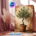 Olive Bonsai Painting Poster, Oil-painting Style Textured Potted Olive Tree Poster, Calming Natural Decor Ideal For Living Room, Dining Area_maomaolike.com