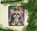 Shih Tzu King Of Mardi Gras Porcelain Ornament Christmas Tree Hanging Decorations For Home Christmas Holiday, Rectangle, Gift, Multicolor_maomaolike.com