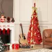6FT Red Pop-Up Christmas Tree With 150 Warm White LED Lights, Ornaments Included – 4 Ribbons, Bow, Flowers, Snowflakes, Pine Cones & Balls – Easy Assembly & Space-Saving Holiday Décor_maomaolike.com