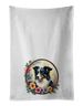 Border Collie And Flowers Kitchen Towel Set Of 2 White Dish Towels Decorative Bathroom Hand Towel For Hand, Face, Hair, Yoga, Tea, Dishcloth, 19 X 28", White_maomaolike.com