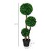 3.5ft Artificial Tree, Triple Ball Boxwood Topiary With Pot And Sandalwood Leaves, For Indoor Outdoor Home_maomaolike.com