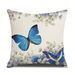 Blue Flower Butterfly Pattern Living Room Bedroom Sofa Decorative Pillow Case_maomaolike.com