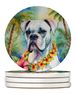 White Boxer Luau Large Sandstone Coasters Pack Of 4 Absorbent Round Coasters Decor Gifts For Men Or Women, 4 In, Multicolor_maomaolike.com