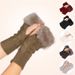 Men's Gloves New knitted gloves fur half finger computer gloves fur warm spot autumn and winter medium and long rabbit fur_maomaolike.com