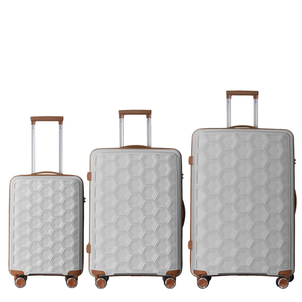 3-Piece Luggage Set Travel Lightweight Suitcases With Rolling Wheels, TSA Lock & Moulded Corner, Carry On Luggages For Business, Trip, (20"/24"/28"), White_maomaolike.com