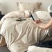 Simple Girl All-Cotton Long-Staple Four-Piece Set With Bowknot And Cherry Embroidery High-End Duvet Cover Pure Cotton Bedding Cham_maomaolike.com