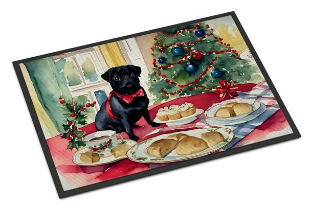 Pug Christmas Cookies Doormat Front Door Mat Indoor Outdoor Rugs For Entryway, Non Slip Washable Low Pile, 24H X 36W_maomaolike.com