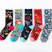Unisex Autumn and winter new long tube happy socks for men and women couple letters flower AB casual abstract socks_maomaolike.com