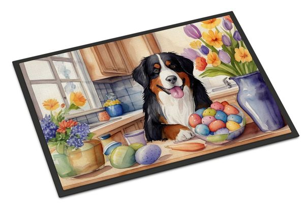 Decorating Easter Bernese Mountain Dog Doormat Front Door Mat Indoor Outdoor Rugs For Entryway, Non Slip Washable Low Pile, 24H X 36W_maomaolike.com