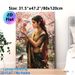 Traditional Indian Lady Painting Poster, Exquisite Vibrant Artistic Poster, Elegant Lady In Ornate Sari Among Blooming Cherry Blossoms And Birds_maomaolike.com