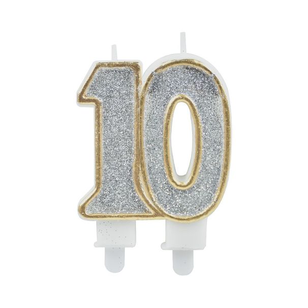 Birthday Candles Cake Numeral Candles Happy Birthday Cake Candles Topper Decoration For Birthday Wedding Anniversary Celebration Supplies (silver,10th)_maomaolike.com