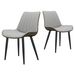 Light Grey & Dark Grey PU Leather Dining Chair With Metal Legs, Wave Pattern Upholstered Armless Chair Set Of 2 For Kitchen, Restaurant, Living, Meeting Room_maomaolike.com