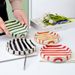 Hand-Painted Ceramic - 9 Inch Korean Style Striped Dessert Plate With Raised Edge For Food Presentation (Set Of 4)_maomaolike.com