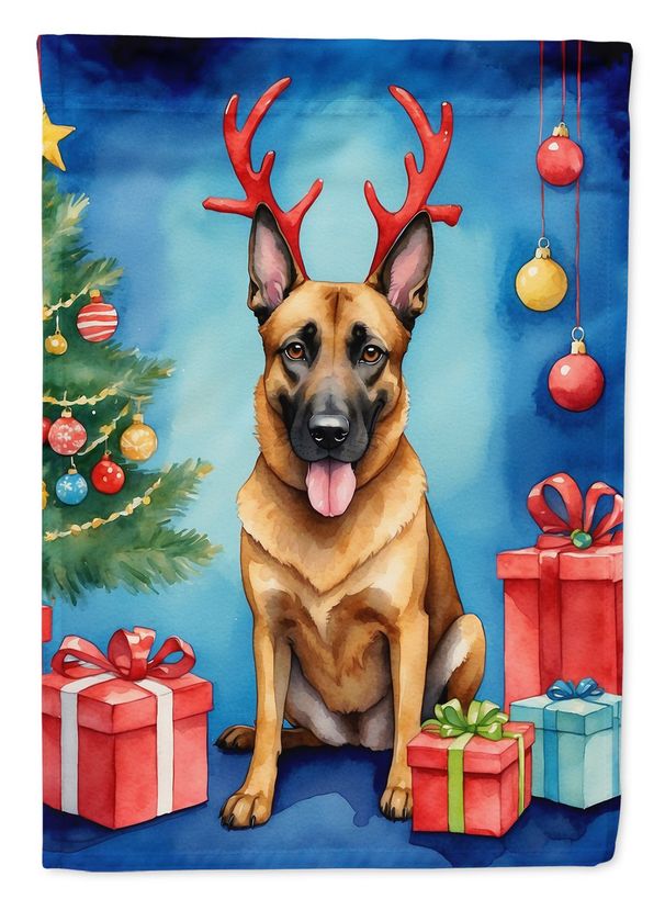 Belgian Malinois Christmas Reindeer House Flag Large Porch Sleeve Pole Decorative Outside Yard Banner Artwork Wall Hanging, Polyester, House Size, Multicolor_maomaolike.com