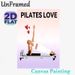 Pilates Themed Painting Poster, Soft-toned Minimalist Woman Doing Pilates On Reformer With Hearts Poster, Fitness-inspired Decor Ideal For Home Gym Or_maomaolike.com