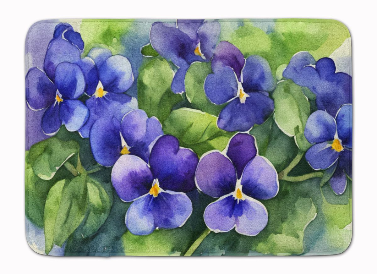 Rhode Island Violets In Watercolor Memory Foam Kitchen Mat Machine Washable Anti-Fatigue Mat Cushion Comfort Bath Mat Or Kitchen Rug_maomaolike.com